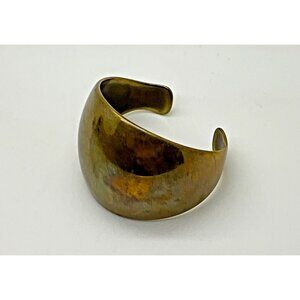 Bob Ayre Handwrought Solid Brass Modernist Cuff Bracelet Tapered Ends